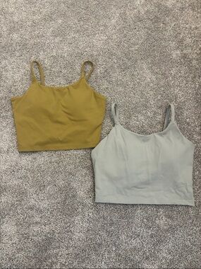 Set of Women’s Cropped Tank Top - Olive & Blue/Gray